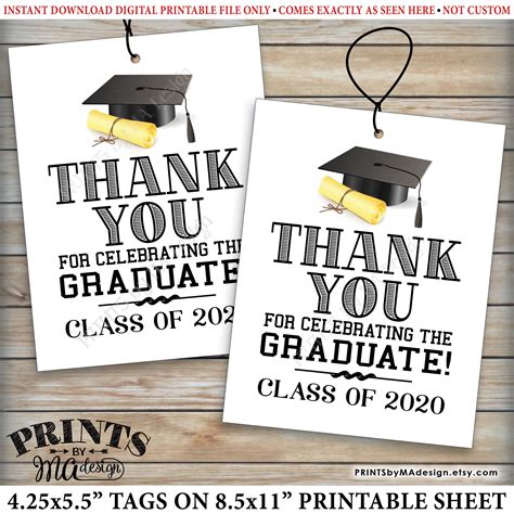 Graduation Tags, Class of 2020 Graduation Party Thank You Favors, Thank ...