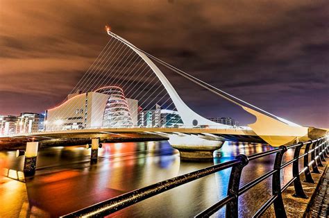 Samuel Beckett Bridge at Night HDR | Light trails, Samuel beckett ...