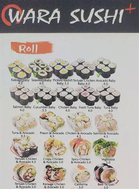 Menu at Wara Sushi restaurant, Newstead, Shop 3004/6