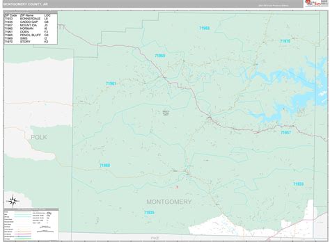 Montgomery County, AR Wall Map Premium Style by MarketMAPS