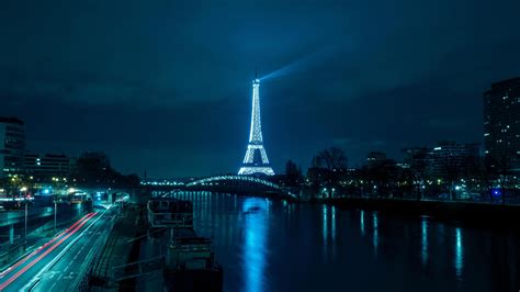 Papier peint Paris, Tour Eiffel, Ville de nuit, Rivière, Bridge HD: Widescreen: Haute Définition ...