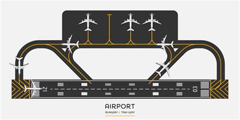 Top view of airport runway and taxi way with airplane, vector illustration 2124387 Vector Art at ...