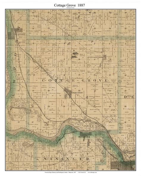 Cottage Grove 1887 Langdon Old Town Map With Homeowner Names Minnesota ...