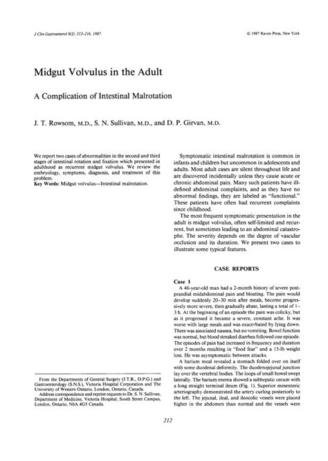 (PDF) Midgut Volvulus in the Adult