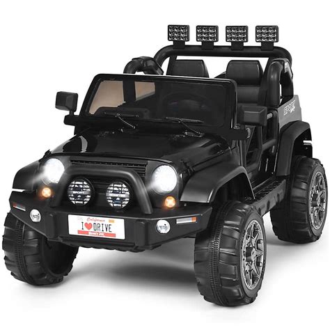 HONEY JOY 13 in. 12-Volt Electric Kids Ride On Truck Toys 2 Seater Jeep Car with Remote Control ...