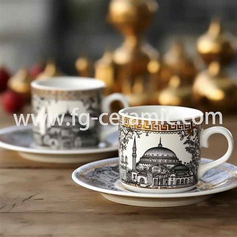 Coffee Mug-Turkish style Building Pattern Cup - Flaming Grass Ceramic