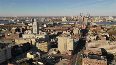 Aerial View Camden New Jersey Downtown City Skyline Plus Philadelphia ...