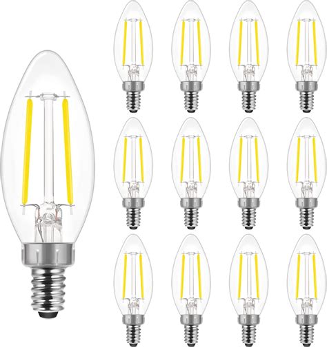 (12 Pack) 60-Watt Equivalent LED E12 Candelabra Base B11 Dimmable Clear ...