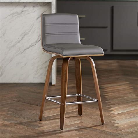 Vienna 25 1/4" Gray Faux Leather Modern Swivel Counter Stool - #1J162 ...