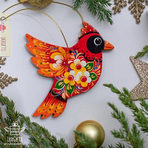 Red Cardinal Bird Christmas Ornaments Original Hand Painted Birds ...