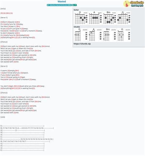 Chord: Wasted - tab, song lyric, sheet, guitar, ukulele | chords.vip