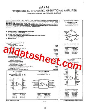 UA741 Datasheet(PDF) - Fairchild Semiconductor