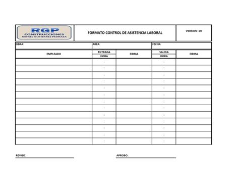 Formato Control de Asistencia Laboral