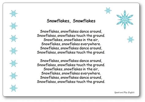 Snowflakes Snowflakes - Winter Song with Lyrics and Music - Speak and Play English