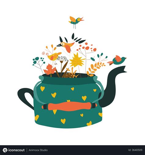 Free Sweet teapot with autumn herbs Animated Icon download in JSON, LOTTIE or MP4 format