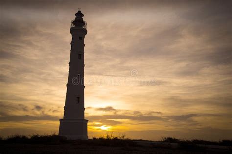 California Lighthouse in Aruba Sunset Stock Image - Image of horizontal ...