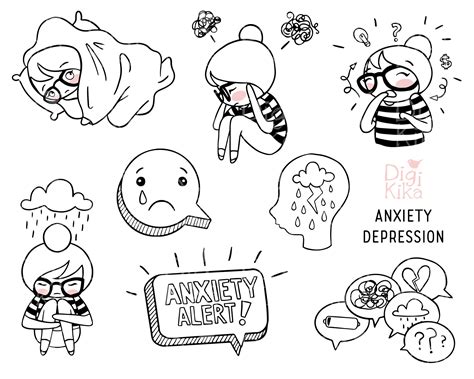 Elena Planner Girl Anxiety/Depression Clipart Digital | Etsy