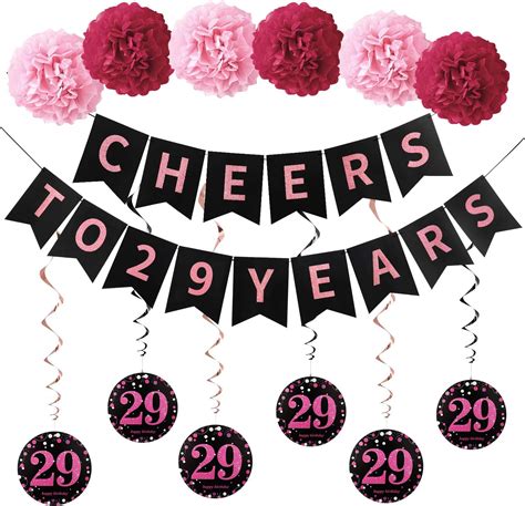 Amazon.com: Excelloon 29th Birthday Decorations for Women - Rose ...