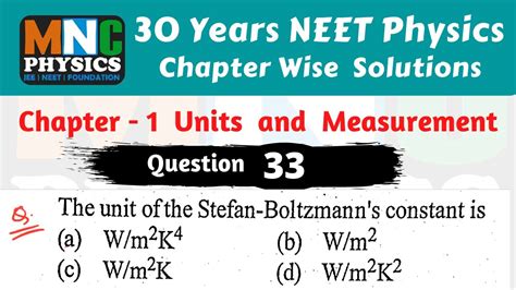 The Unit of Stefan Boltzmann Constant is || 30 Years NEET - AIPMT ...