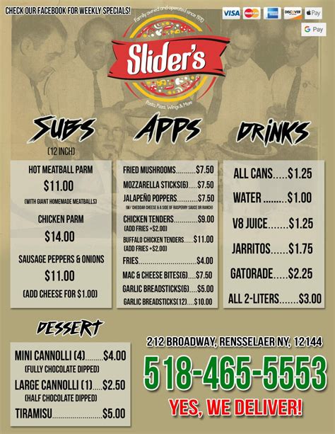 Menu | Slider's Pizza