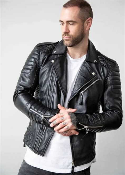 Buy Mens Quilted Black Leather Motorcycle Jacket | LucaJackets