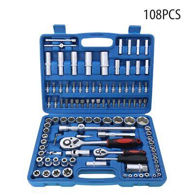 108PCS Mechanics Tool Set Kit 6-Point Socket Ratchet Wrench Repair ...