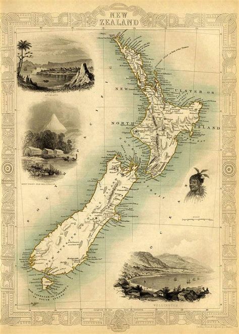 Antique New Zealand Map Print Fine Print Old Map - Etsy | Map of new zealand, Old map, Map print