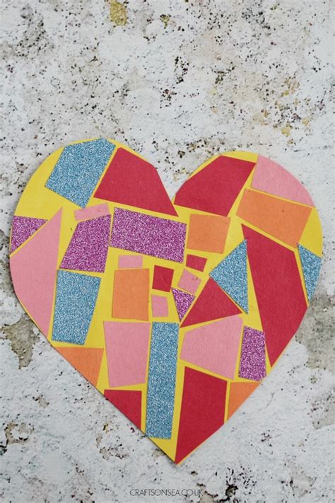 Easy Mosaic Heart Craft - Crafts on Sea