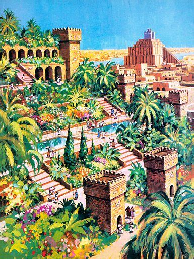 Hanging Gardens of Babylon, one of the Seven Wonders of the … stock image | Look and Learn