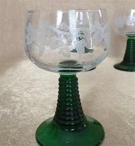 Roemer Wine Glass German Wine Green Stem Vintage Glass | Etsy