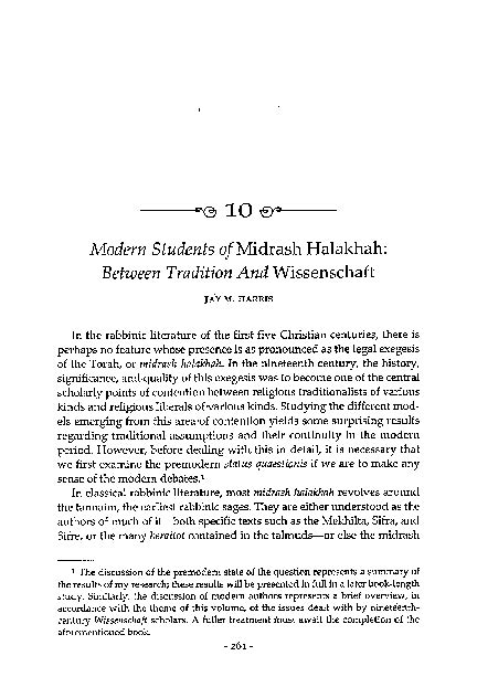 (PDF) Jay M. Harris, “Modern Students of Midrash Halakhah: Between Tradition and Wissenschaft ...