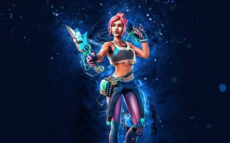 Download wallpapers Ocean, 4k, blue neon lights, Fortnite Battle Royale, Fortnite characters ...