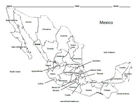 Mexico Labeled Map – Free Printable