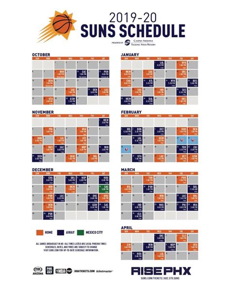 Phoenix Suns 2023 2024 Printable Schedule