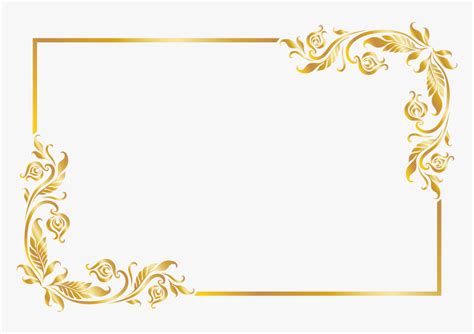 Wedding Border Design Png - Ornate Gold Frame with Leaves