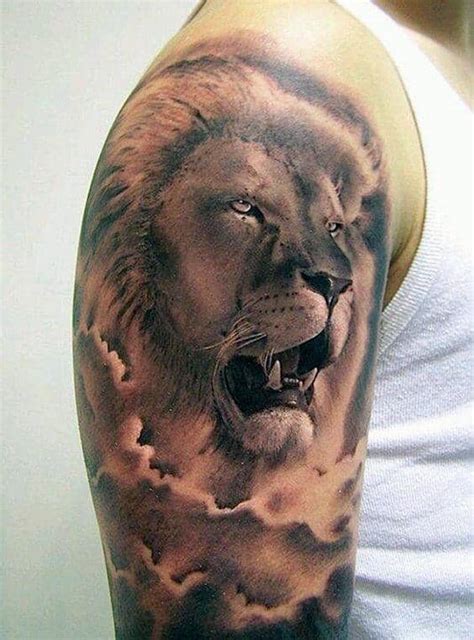 63 Roaring Lion Sleeve Tattoo Designs for Men