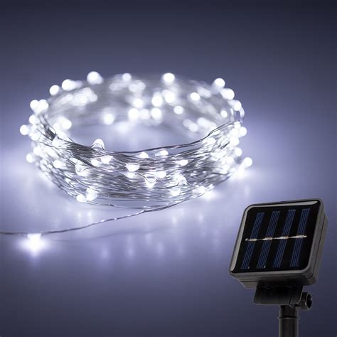 Solar Powered LED Fairy Lights w/ Silver Wire - 32' | Super Bright LEDs