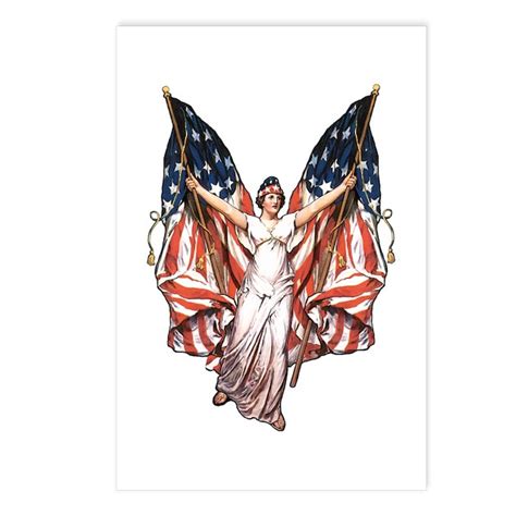 Vintage American Flag Art Postcards (Package of 8) by trendyteeshirts
