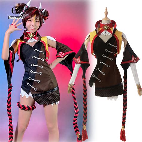 Genshin Impact Cosplay XINYAN Cosplay Costume Red Uniform Suits Halloween Outfit | eBay