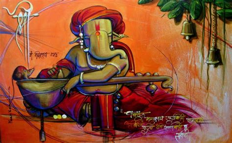 Easy Modern Ganesha Acrylic Painting - Instituto