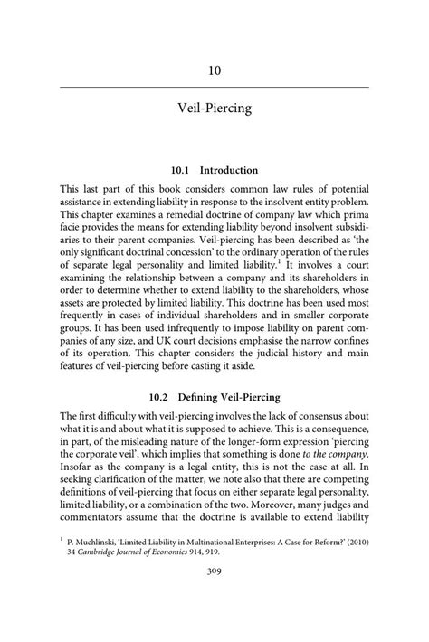 Veil-Piercing (Chapter 10) - Liability of Corporate Groups and Networks