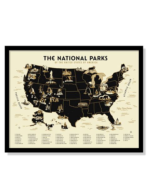 U.S. National Parks Map Poster – Fifty-Nine Parks