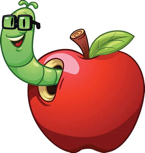 Worm Apple Cartoon Glasses Illustrations, Royalty-Free Vector Graphics & Clip Art - iStock