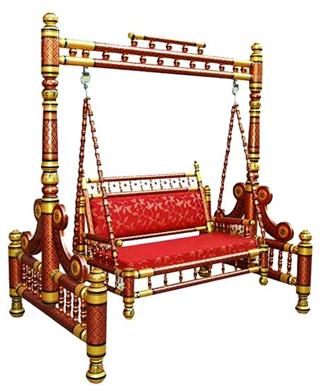 Traditional Indian Wooden Swing (RED) | Wooden swings, Wooden garden ...