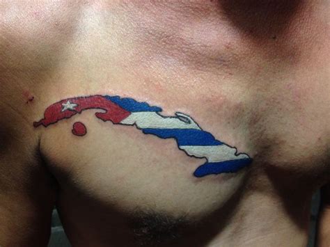 Chest tattoo of the island of Cuba with flag | Cuban tattoos, Tribal arm tattoos, Flag tattoo