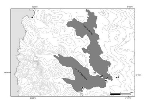 Location map showing sites mentioned in text. 1: Skara Brae; 2: The ...