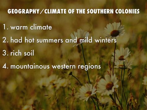 Southern Colonies Geography And Climate