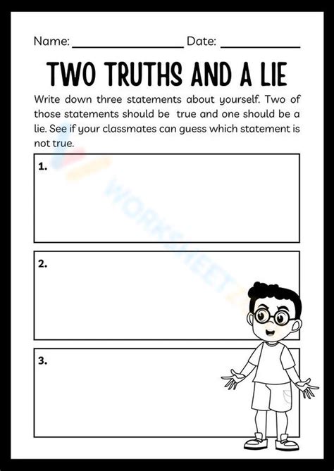 Free Printable Two Truths and a Lie Worksheets