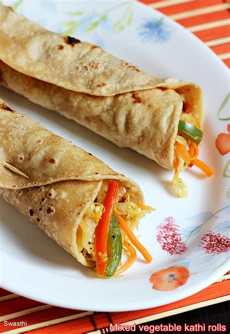 Veg roll recipe (vegetable chapati rolls) - Swasthi's Recipes