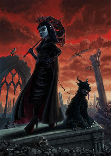 Lady gothic vampire with pet during apocalypse Digital Art by Martin ...